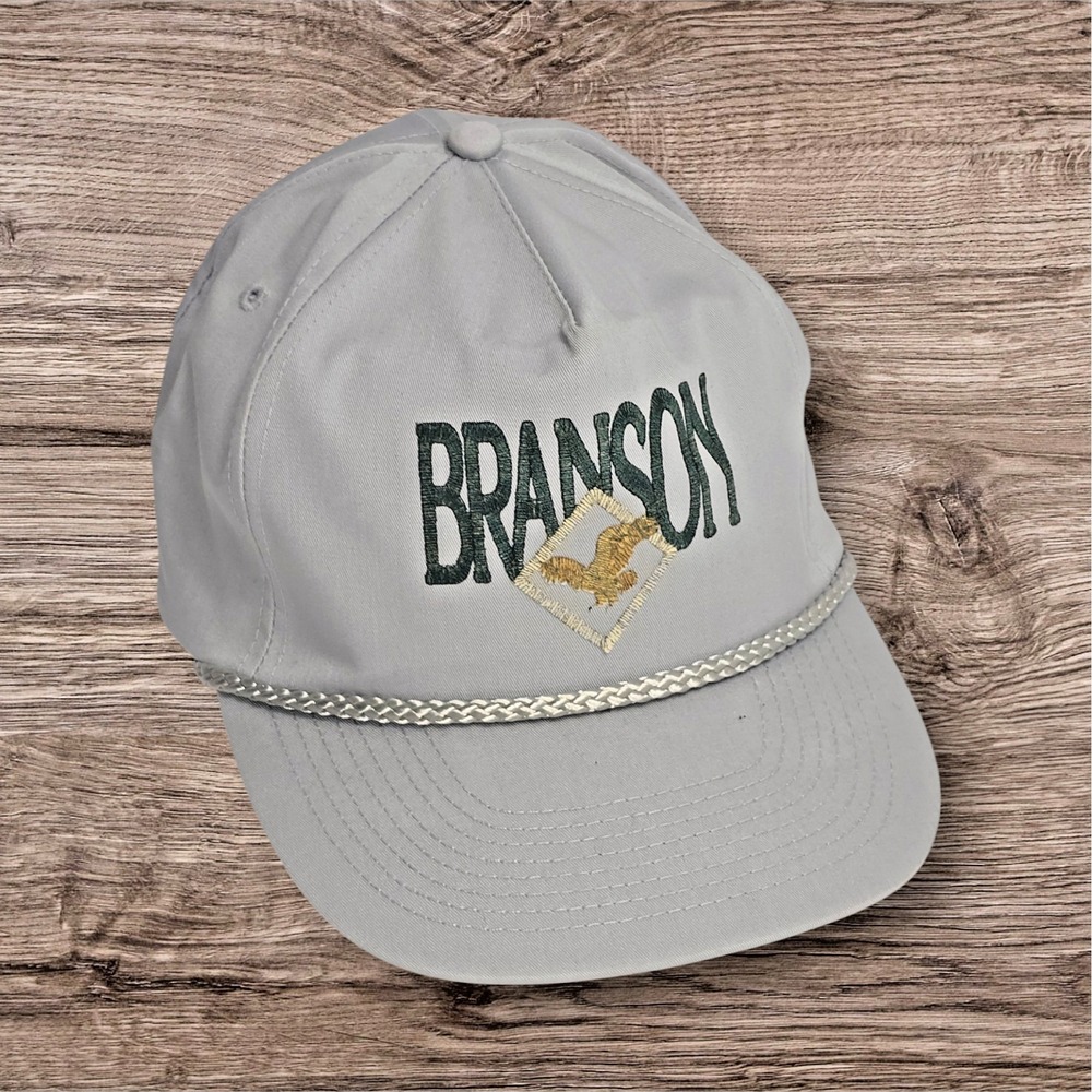 Vintage Branson Missouri Music History Travel White Snapback Trucker Hat Cap